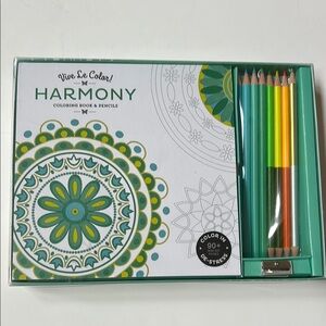 Vive Le Color: Harmony Adult Coloring Book & Pencils NEW